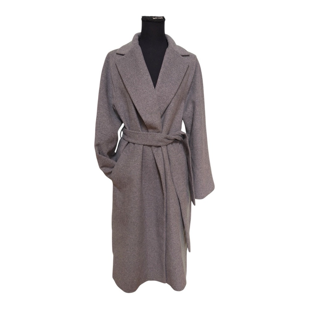 UNIQLO 50% Wool One Button DOUBLE FACE WRAP COAT GRAY Sz Large